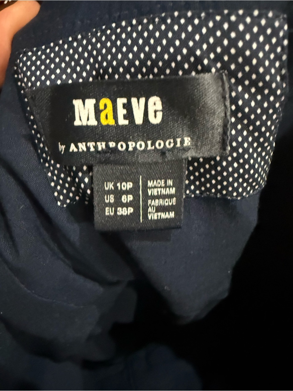 Anthro Maeve Navy Button Front Midi Dress 6P Petite Pockets NWOT - Picture 5 of 5